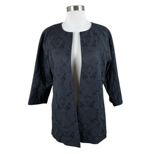 Eileen Fisher Black Sparkle Metallic Open Jacket Coat Pockets Size PS Cocktail